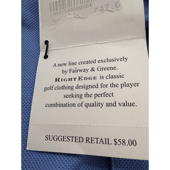 Right Edge, Fairway & Greene NWT Sky Blue Golf Men’s X L Polo 100% Cotton Shirt - Picture 4 of 11